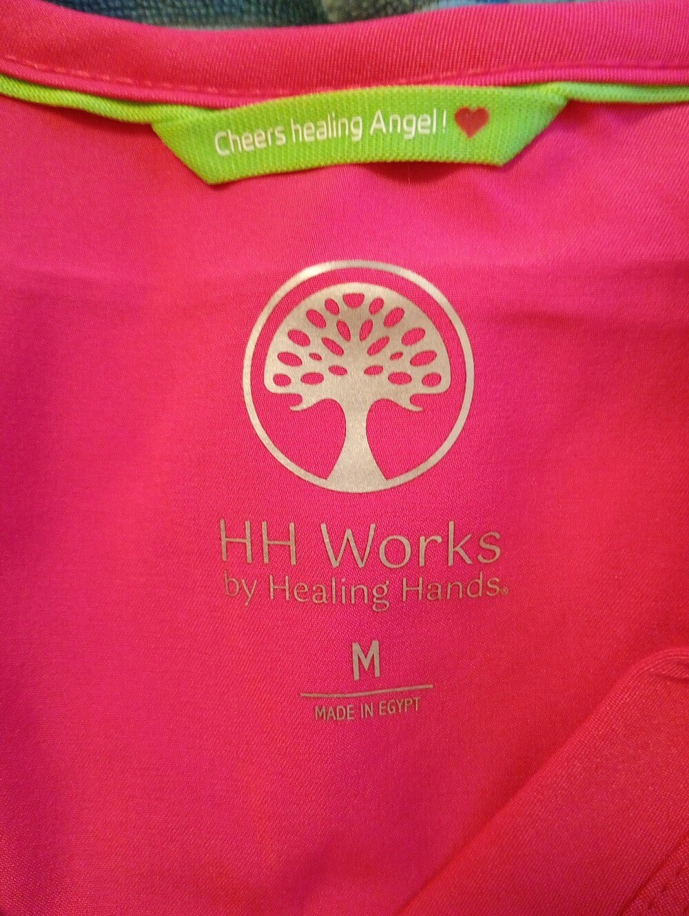 HH Works by Healing Hands Pink Scrub Top Size M